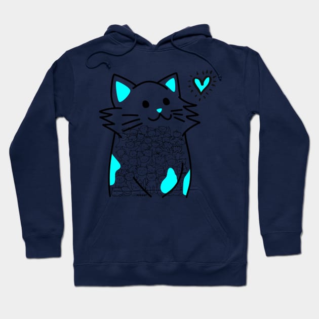 Cats Brighten Up My Heart (Blue) Hoodie by OMC Designs